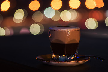 Image showing Latte coffee with bokeh background