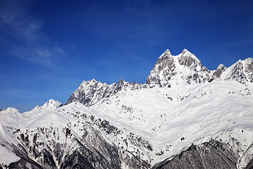 Image showing Mount Ushba in winter at sunny day