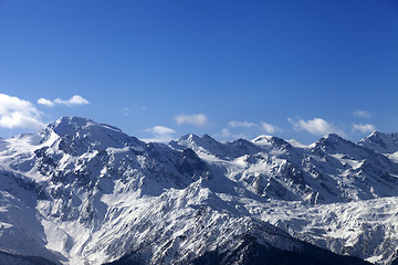 Image showing View on snowy mountains in nice sunny day