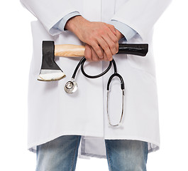 Image showing Evil medic holding a small axe