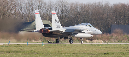 Image showing LEEUWARDEN, NETHERLANDS - APRIL 11, 2016: US Air Force F-15 Eagl