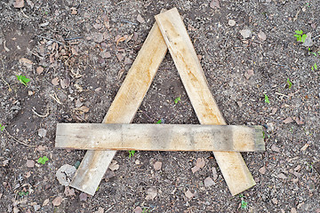 Image showing Letter A made of wooden planks 