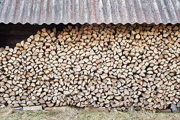 Image showing stack of chopped firewood