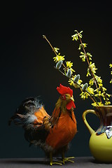 Image showing rooster with vase