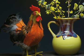 Image showing rooster with vase