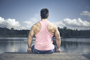 Image showing bodybuilding man back side