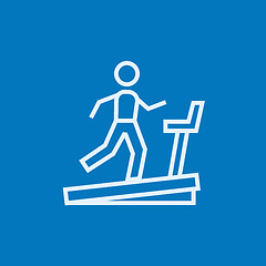 Image showing Man running on treadmill line icon.