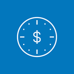 Image showing Wall clock with dollar symbol line icon.