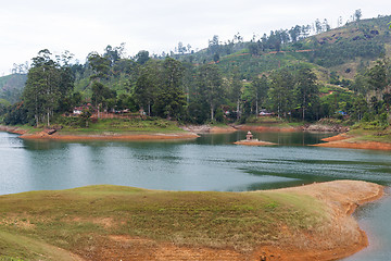 Image showing view to lake or river from land hills on Sri Lanka