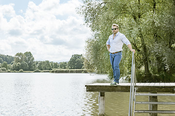 Image showing man at the lake