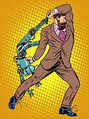 Image showing Cyclops businessman against a robot