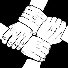 Image showing Black and white hands solidarity friendship