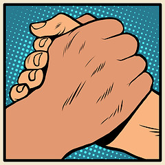 Image showing White black solidarity handshake stop racism