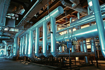 Image showing Blue toned interior industrial background.