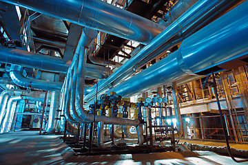 Image showing Industrial zone, Steel pipelines, valves and ladders