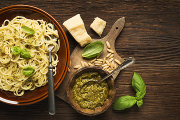 Image showing Spaghetti pesto