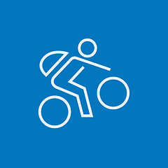 Image showing Man riding bike line icon.