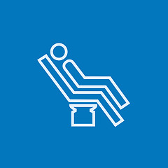Image showing Man sitting on dental chair line icon.