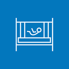 Image showing Baby laying in crib line icon.