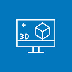 Image showing Computer monitor with 3D box line icon.