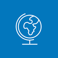 Image showing World globe on stand line icon.