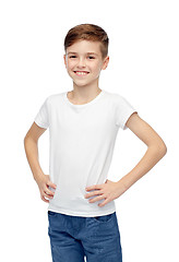 Image showing happy boy in white t-shirt and jeans