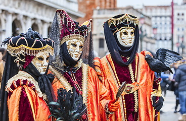 Image showing Portrait of Disguised Persons - Venice Carnival 2014