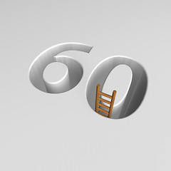 Image showing number sixty and ladder - 3d rendering
