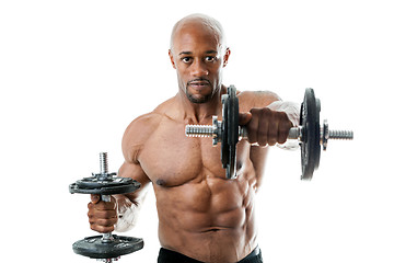 Image showing Muscle Man Holding dumbell