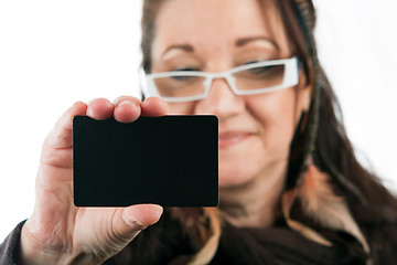 Image showing Woman Showing Blank Credit Card