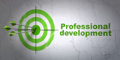 Image showing Studying concept: target and Professional Development on wall background