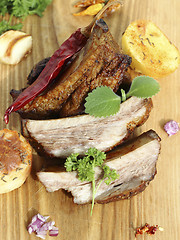 Image showing Pork ribs  with vegetables