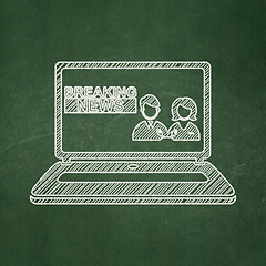 Image showing News concept: Breaking News On Laptop on chalkboard background