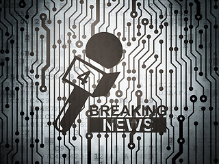 Image showing News concept: circuit board with Breaking News And Microphone