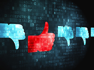 Image showing Social media concept: Thumb Up, Down on digital background