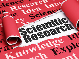 Image showing Science concept: black text Scientific Research under the piece of  torn paper