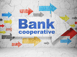 Image showing Currency concept: arrow with Bank Cooperative on grunge wall background