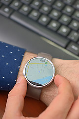 Image showing Hands with map on smartwatch 