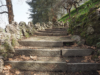 Image showing Ancient hill stairway