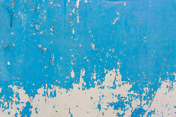 Image showing Old blue cracked paint on metal background