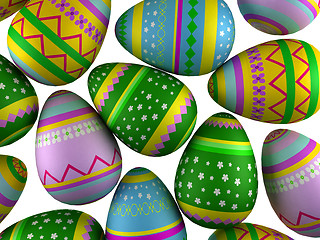 Image showing easter eggs chicken background