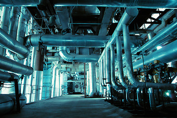 Image showing Blue toned interior industrial background.