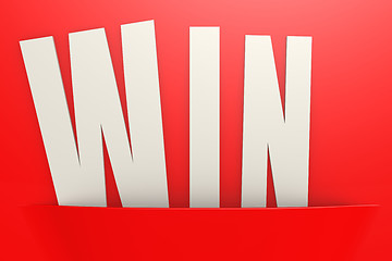 Image showing White win word in red pocket, business concept