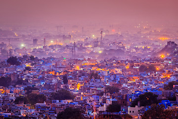 Image showing Aerial view of Jodhpur in twilight