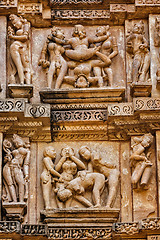 Image showing Famous erotic stone sculptures of Khajuraho