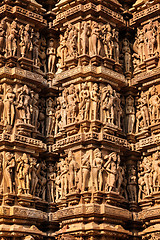 Image showing Famous stone carving sculptures of Khajuraho