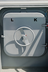 Image showing Battleship door, a close up