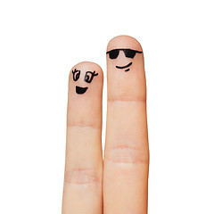 Image showing close up of two fingers with smiley faces