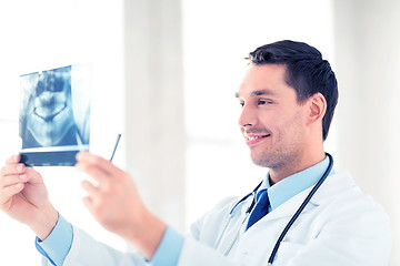 Image showing male doctor or dentist with x-ray