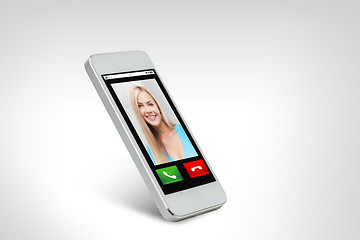 Image showing close up of smarthphone with incoming call